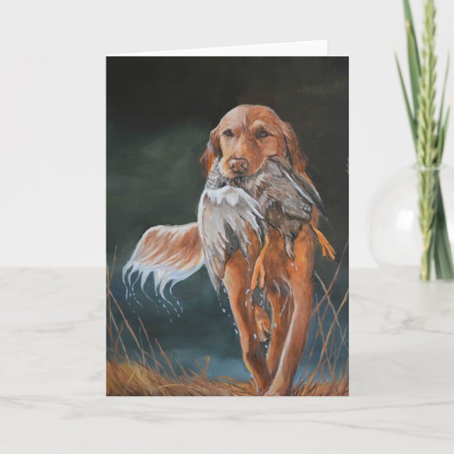 Golden Retriever Duck Dog Art Greeting Card (Front)