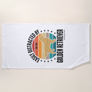 Golden Retriever Easily Distracted Vintage Dog Des Beach Towel