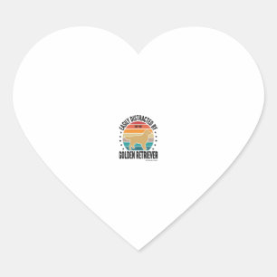 Golden Retriever Easily Distracted Vintage Dog Des Heart Sticker