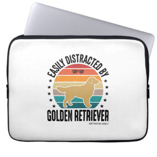 Golden Retriever Easily Distracted Vintage Dog Des Laptop Sleeve