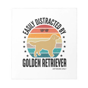 Golden Retriever Easily Distracted Vintage Dog Des Notepad