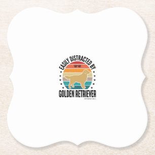 Golden Retriever Easily Distracted Vintage Dog Des Paper Coaster