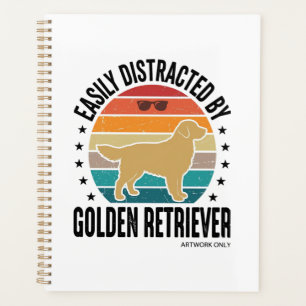 Golden Retriever Easily Distracted Vintage Dog Des Planner
