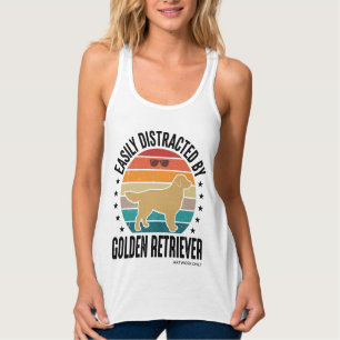 Golden Retriever Easily Distracted Vintage Dog Des Singlet
