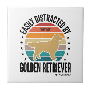 Golden Retriever Easily Distracted Vintage Dog Des Tile