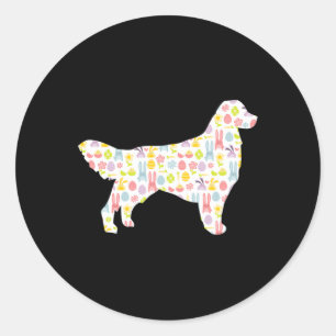 Golden Retriever Easter Bunny Dog Silhouette Classic Round Sticker