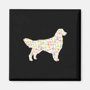 Golden Retriever Easter Bunny Dog Silhouette Magnet