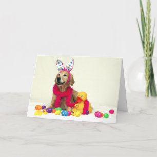 Golden Retriever Easter Bunny Holiday Card