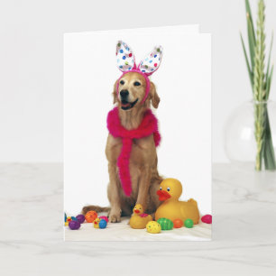 Golden Retriever Easter Bunny Holiday Card