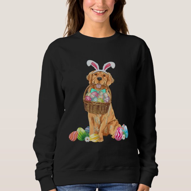 Golden Retriever Easter Day Bunny Eggs Easter Cost Sweatshirt (Front)