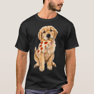 Golden Retriever eating pizza  puppy with a slice  T-Shirt