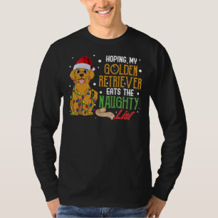 Golden Retriever Eats Naughty List Christmas Dog T-Shirt