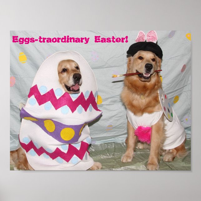 Golden Retriever Eggstraordinary Easter Bunny Poster (Front)