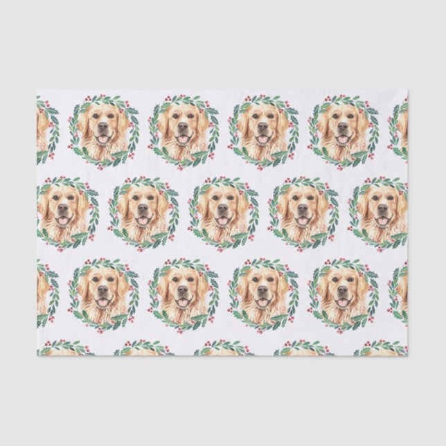 Golden Retriever Elegant Dog Christmas Tissue Paper (Front)
