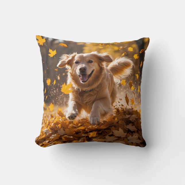 Golden Retriever Elegant Throw Pillow (Front)