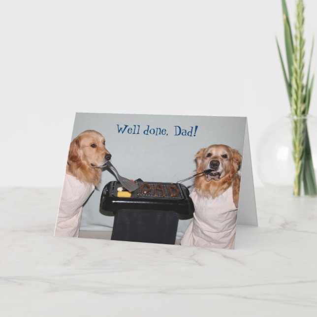 Golden Retriever Father's Day Barbecue Card (Front)