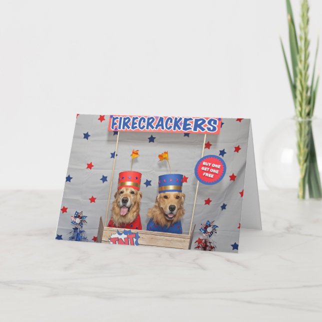 Golden Retriever Firecrackers For Sale Card (Front)