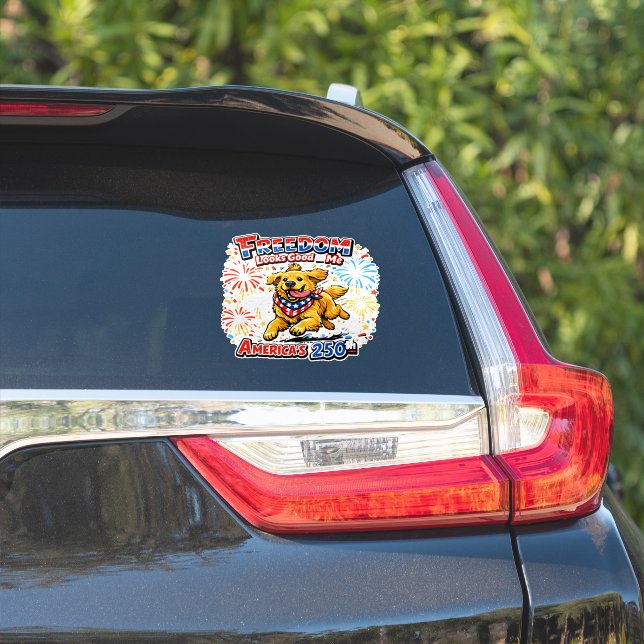 Golden Retriever Fireworks 250th Anniversary  (Car Side)