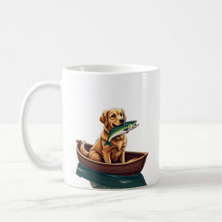Golden Retriever Fishing Retro - Dog Fishing Hobby Coffee Mug
