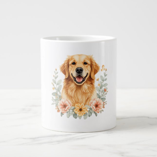 Golden Retriever Floral Coffee Mug (Front)