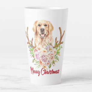 Golden Retriever Floral Merry Christmas Latte Mug