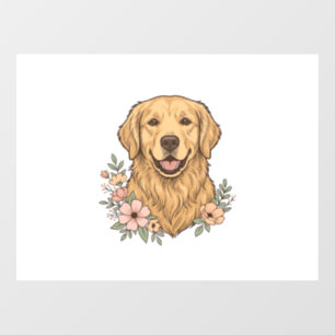 Golden Retriever Floral Vintage Engraving Design_1