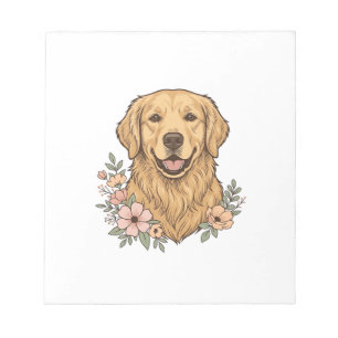 Golden Retriever Floral Vintage Engraving Design_1 Notepad