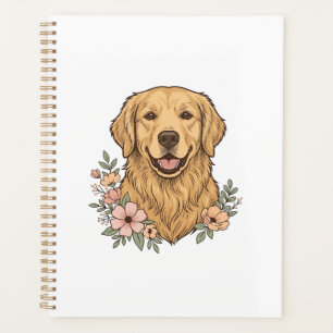 Golden Retriever Floral Vintage Engraving Design_1 Planner