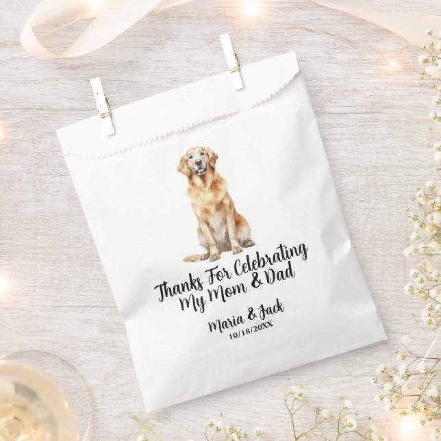 Golden Retriever Full Colour Pet Wedding Favour Bags (Clipped)