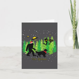 Golden Retriever Funny Bigfoot Christmas Alien Ufo Card