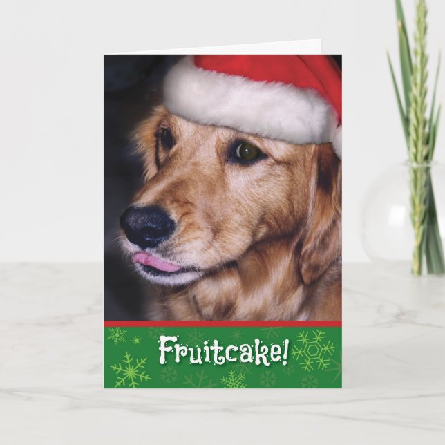 Golden Retriever- Funny Christmas Fruitcake Holiday Card (Front)