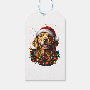 Golden Retriever Funny dog Christmas Santa Hat lig Gift Tags