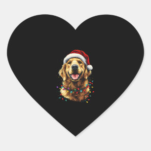 Golden Retriever Funny dog Christmas Santa Hat lig Heart Sticker