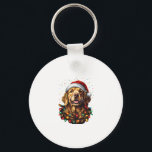 Golden Retriever Funny dog Christmas Santa Hat lig Key Ring<br><div class="desc">Golden Retriever Funny dog Christmas Santa Hat lights tree Men Women Kids (2)</div>