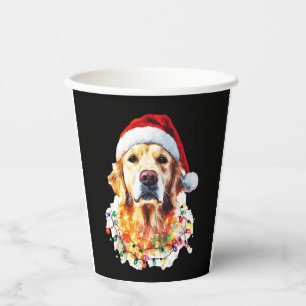 Golden Retriever Funny dog Christmas Santa Hat lig Paper Cups