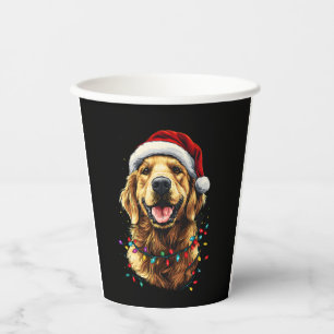 Golden Retriever Funny dog Christmas Santa Hat lig Paper Cups
