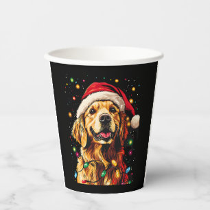 Golden Retriever Funny dog Christmas Santa Hat lig Paper Cups