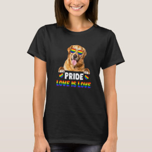Golden Retriever Gay Pride Dog Lgbt Rainbow Flag T-Shirt