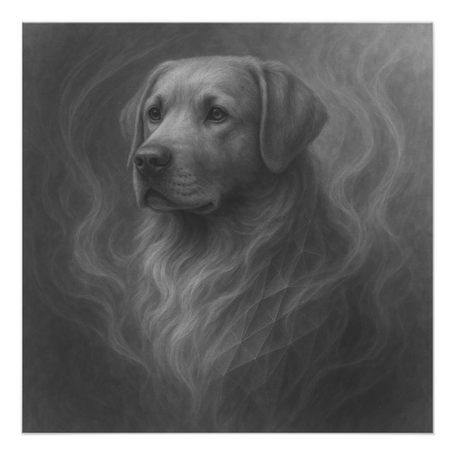 Golden Retriever GeoRealism Portrait – Calm and Lo Photo Print (Front)