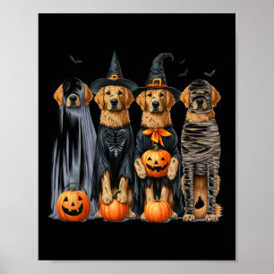 Golden Retriever Ghost Dog Halloween Poster