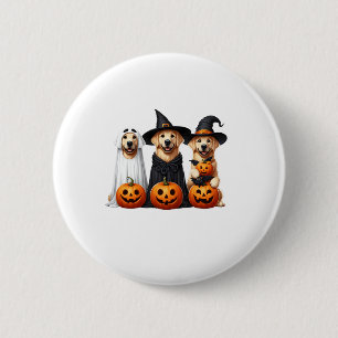 Golden Retriever Ghost Halloween Dog Lovers 6 Cm Round Badge
