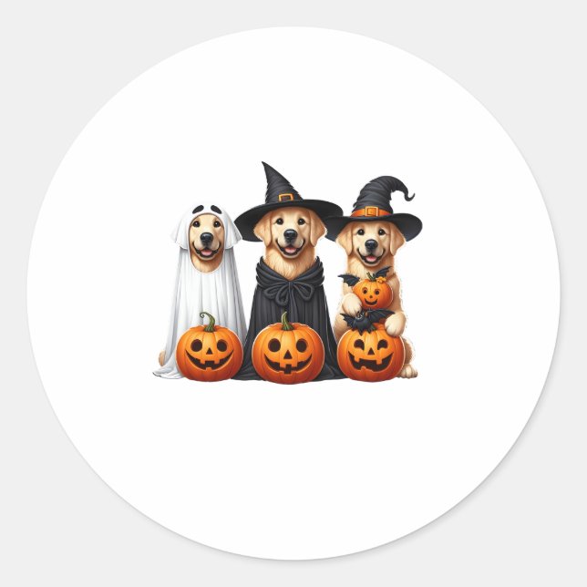 Golden Retriever Ghost Halloween Dog Lovers  Classic Round Sticker (Front)