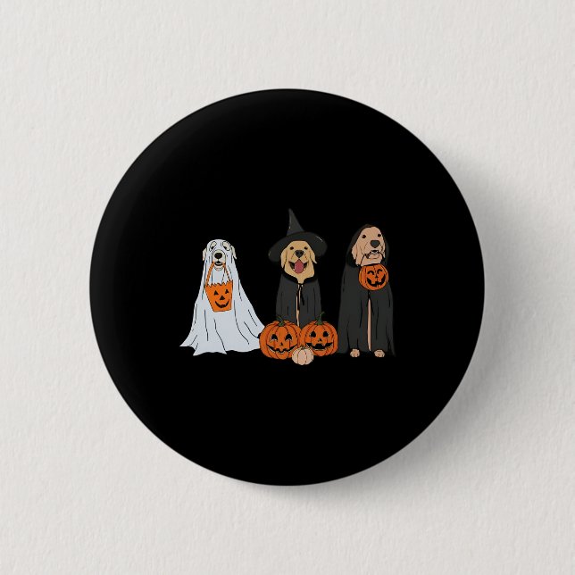 Golden Retriever Ghost Halloween Trick Or Treat Do 6 Cm Round Badge (Front)