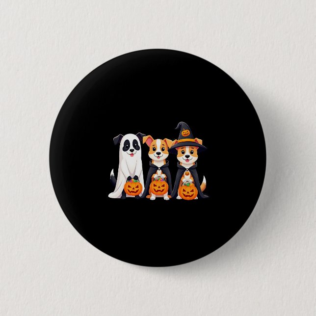 Golden Retriever Ghost Halloween Trick Or Treat Do 6 Cm Round Badge (Front)
