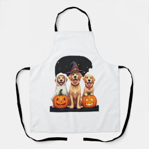 Golden Retriever Ghost Halloween Trick Or Treat Do Apron