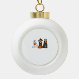 Golden Retriever Ghost Halloween Trick Or Treat Do Ceramic Ball Christmas Ornament