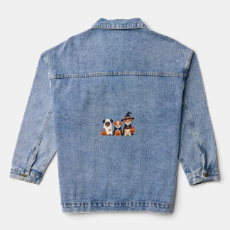 Golden Retriever Ghost Halloween Trick Or Treat Do Denim Jacket
