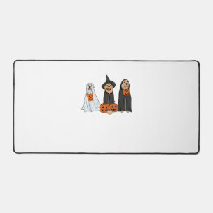 Golden Retriever Ghost Halloween Trick Or Treat Do Desk Mat