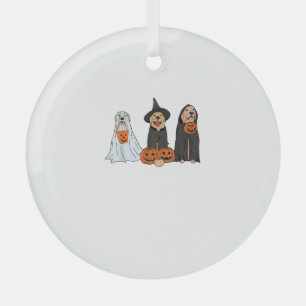 Golden Retriever Ghost Halloween Trick Or Treat Do Glass Tree Decoration