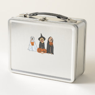 Golden Retriever Ghost Halloween Trick Or Treat Do Metal Lunch Box
